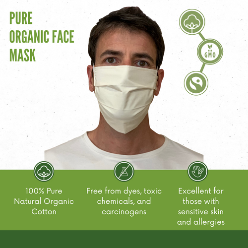 PURE Organic Cotton Face Masks for Adults  (Reusable with filter compartment) 2 Packs PURE Organic Cotton Face Masks for Adults  (Reusable with filter compartment) 2 Packs