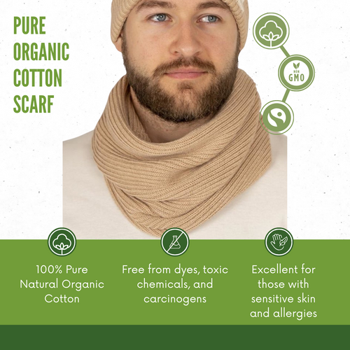 100% Pure Organic Cotton Unisex Infinity Winter Scarf Chemical-free Fairtrade Soft Hypoallergenic Eco-Friendly 100% Pure Organic Cotton Unisex Infinity Winter Scarf Chemical-free Fairtrade Soft Hypoallergenic Eco-Friendly