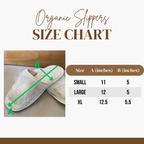 Organic Cotton Slippers Size Chart