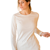 Womens 100% Pure Natural Organic Cotton Long Sleeve Crew Neck Shirt Chemical Free Undyed