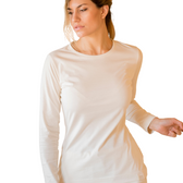Womens 100% Pure Natural Organic Cotton Long Sleeve Crew Neck Shirt Chemical Free Undyed Customer Returns