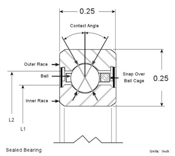 Sealed Bearing Cross Section 1/4 x 1/4