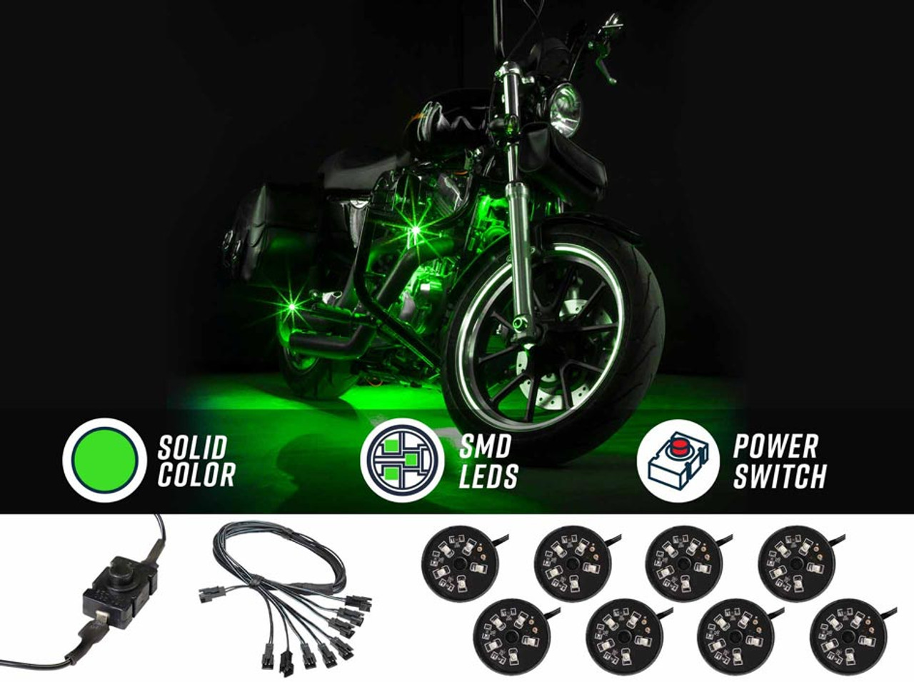 Motorcycle Pod Lights - Green