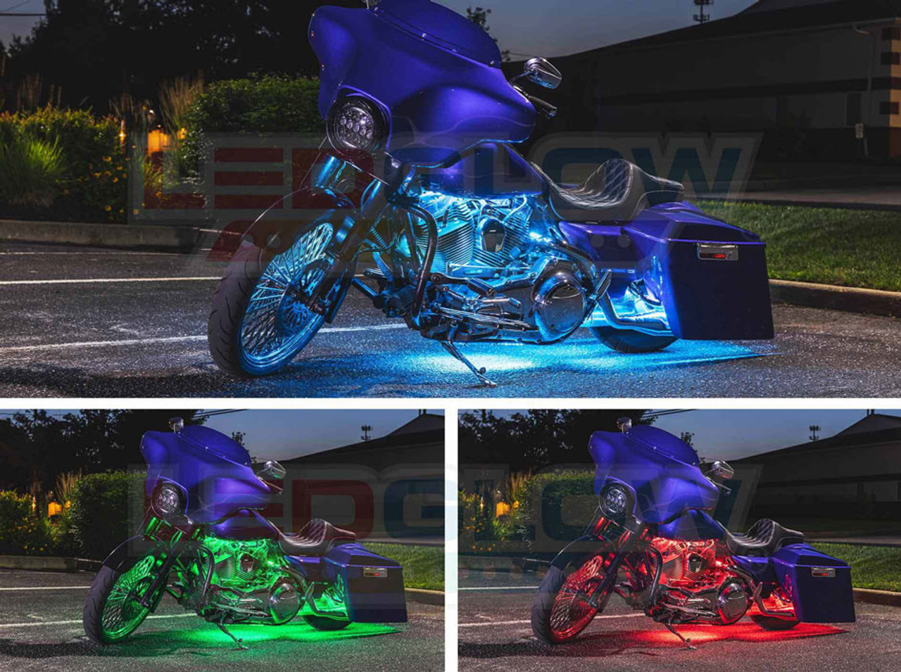 KIT ECLAIRAGE MOTO - CYRON LIGHTING - PLOTS CYRON CONVEX 6 LED - CORPS :  CHROME - COULEUR D'ECLAIRAGE : ORANGE - Biker's Store