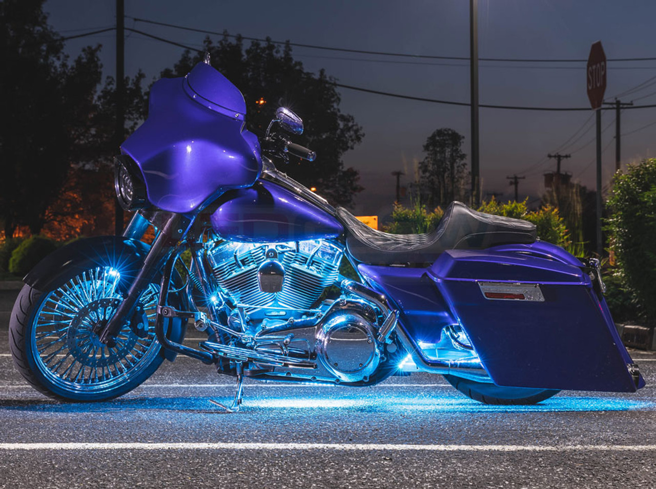 12 Motorcycle LED Neon Under Glow Lights Strip Kit For Harley Davidson Extension