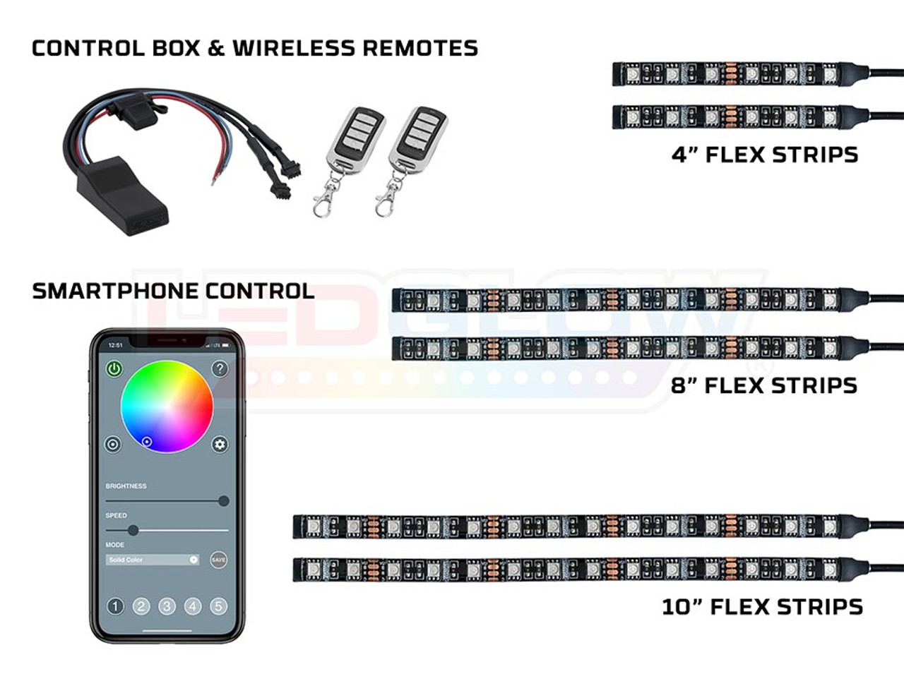 LEDGlow  Bluetooth Advanced Million Color LED Motorcycle Lighting Kit with  Smartphone Control