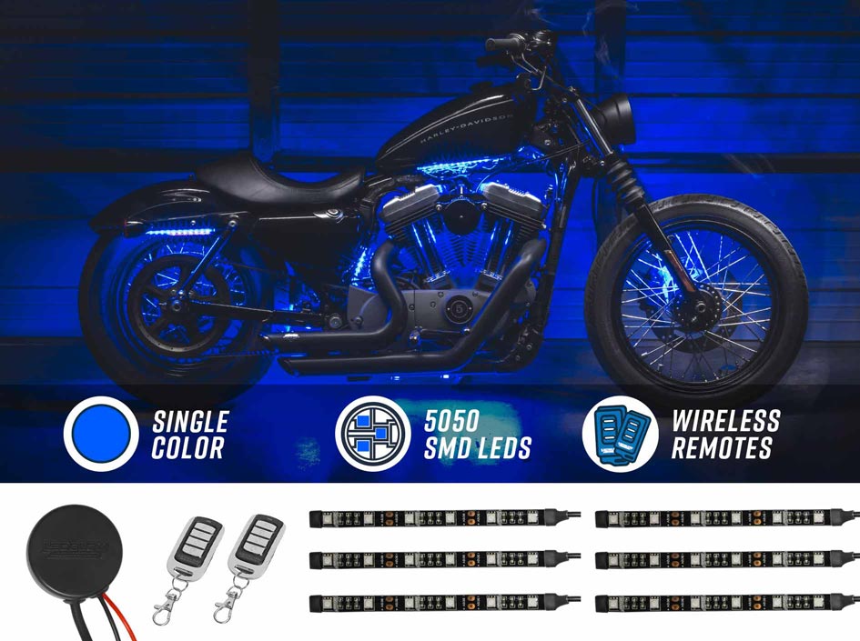 Advanced Blue LED Mini Motorcycle Lighting Kit | LEDGlow Motorcycle