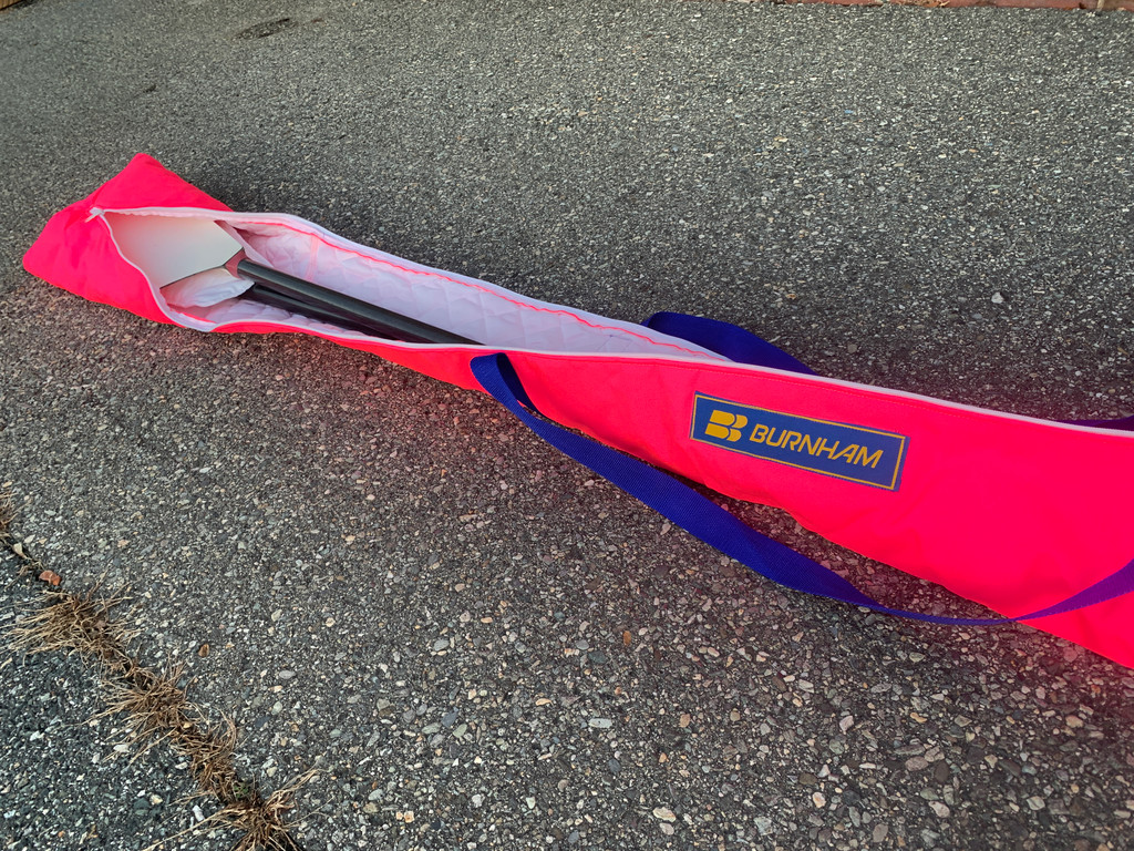 Sculling oar bag with a shoulder strap for carrying ease.