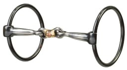Ring Snaffle Bit with 5" Sweet Iron Dogbone Mouth with Copper Inlay