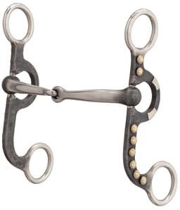 4-5/8" Pony Bit, 2-Piece Snaffle Mouth, Buffed Black