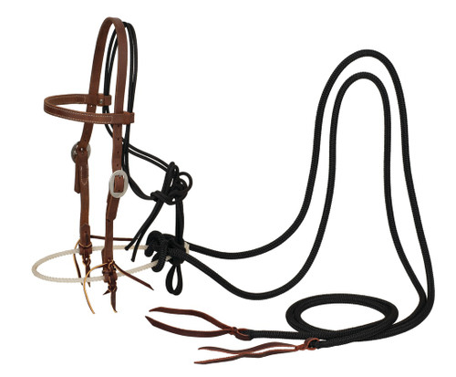 Loping Hackamore Leather Headstall/Rein