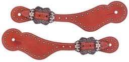 Ladies Buttered Harness Leather Spur Straps, Canyon Rose