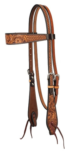 Turquoise Cross Floral Tooled Headstall