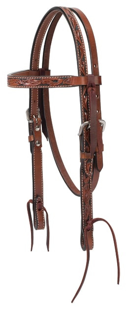 Turquoise Cross Floral Carved 5/8" Pony Browband Headstall