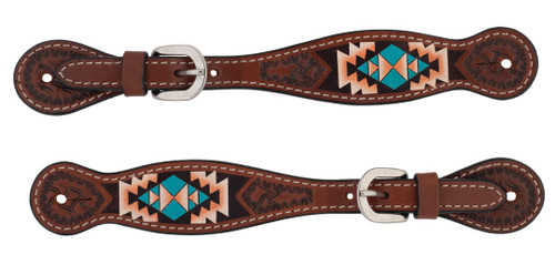 Turquoise Cross Aztec Ladies' Spur Straps
