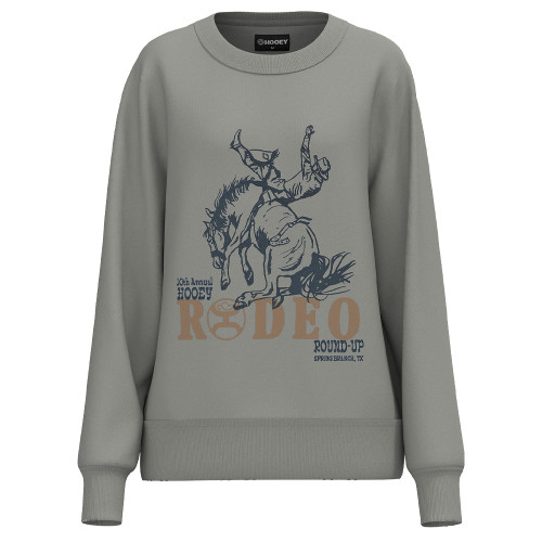 Hooey Stallion Crew Women's Grey Pullover With Rodeo Logo