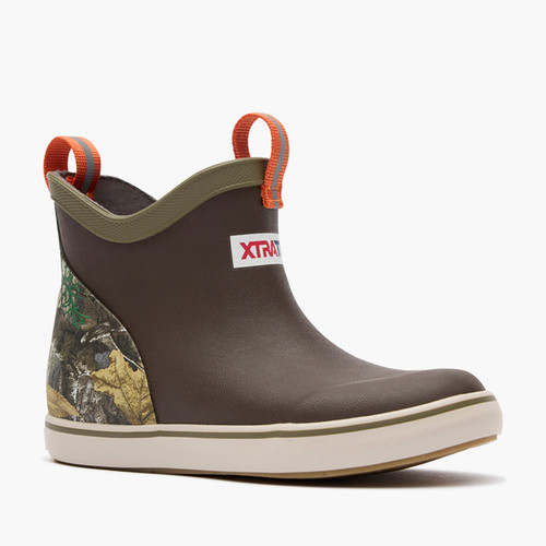 Kids' Ankle Deck Boot, Dark Brown/ Realtree Edge