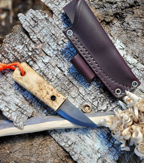 Mini Spike Curly Birch JRE Sheath Traditional Line - Bens Outdoor