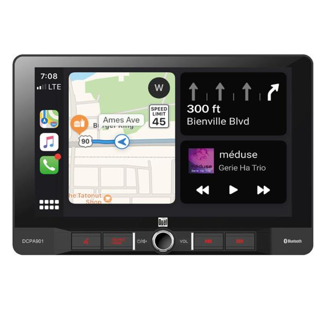 Dual DCPA901 9 Touchscreen 1 DIN Radio with Bluetooth, Apple CarPlay, &  Android Auto