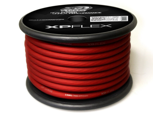 XS Power 2 AWG Cable, 2940 Strands, 10% OFC, 90% CCA, XP FLEX, Spool, Iced Red