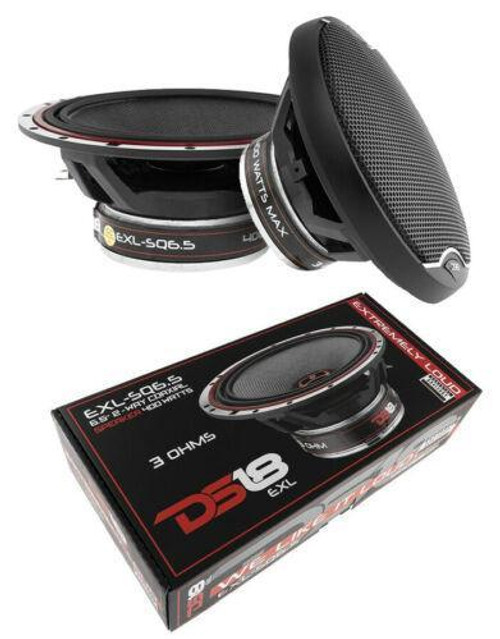 DS18 EXL-SQ6.5 2 way Coaxial Door Speakers 800 Watt Fiber Glass Cone 3 Ohm 1 Pair