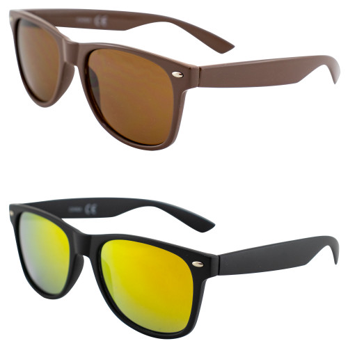 AlterImage Jive Sports Retro Sunglasses for Men or Women 2 Pair Brown Frame w/Brown Lenses & Black Frame w/G-tech Red Lenses
