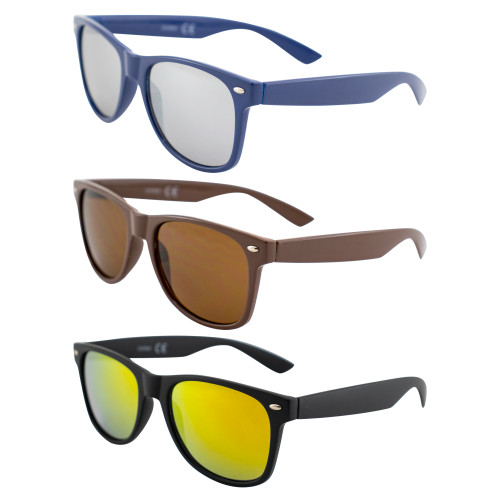 AlterImage Jive Sports Retro Sunglasses for Men or Women 3 Pair Blue Brown Black Frames w/Flash Mirror Brown & G-Tech Red Lenses Respectively