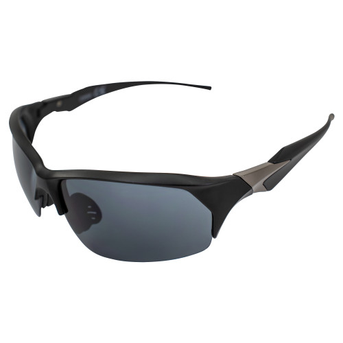 AlterImage Pursuit Wraparound Sports & Motorcycle Retro Sunglasses for Men or Women Semi-Rimless Black Frame w/Rubber Nose Pads & Smoke Lenses