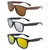 AlterImage Jive Sports Retro Sunglasses for Men or Women 3 Pair Brown Frame w/Brown Lenses & Black Frames w/Flash Mirror & G-Tech Red Lenses