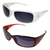 AlterImage Boardwalk Fashion Motorcycle Retro Sunglasses for Men or Women 2 Pair Wraparound Red & White Frames w/Gradient Smoke Lenses