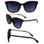 AlterImage Allure Fashion Retro Sunglasses for Women 2 Pair Black & Brown Frames w/ Dual-Color Metal Temples & Gradient Smoke & Brown Lenses