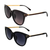 AlterImage Allure Fashion Retro Sunglasses for Women 2 Pair Black & Brown Frames w/ Dual-Color Metal Temples & Gradient Smoke & Brown Lenses