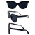 AlterImage Glam Fashion Retro Sunglasses for Women 2 Pair Black & Gray Frames w/ Silver Metal Accents Gradient Smoke & Smoke Lenses