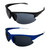 AlterImage Scout Wraparound Sports & Motorcycle Retro Sunglasses for Men or Women 2 Pair Semi-Rimless Black & Blue Frames w/Rubber Tips & Nose Pads Smoke Lenses