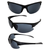 AlterImage Scout Wraparound Sports & Motorcycle Retro Sunglasses for Men or Women 2 Pair Semi-Rimless Black & Blue Frames w/Rubber Tips & Nose Pads Smoke Lenses