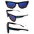 AlterImage Crash Sports Fashion Retro Sunglasses for Men or Women 2 Pair Gray & Black Frames w/Metal Accents Flash Mirror & G-Tech Blue Lenses