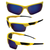 AlterImage Orion Wraparound Sports Retro Sunglasses for Men or Women 2 Pair Yellow & Black Semi-Rimless Frames w/ Coinjected Rubber Tips & G-Tech Blue/Flash Mirror Lenses