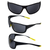 AlterImage Stream Wraparound Sports & Motorcycle Retro Sunglasses for Men or Women 3 Pair Black Gray & Blue Frames w/Rubber Tips & Nose Pads Smoke Lenses