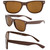 AlterImage Jive Sports Retro Sunglasses for Men or Women 3 Pair Brown Frame w/Brown Lenses & Black Frames w/Flash Mirror & Smoke Lenses