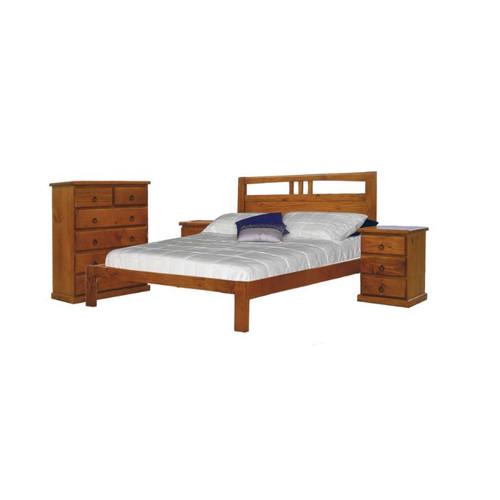 Kobe NZ Pine King Single Bed & Slats Walnut