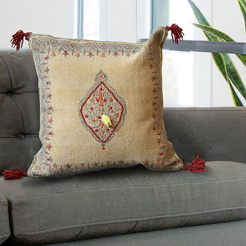 Zilpa Quail Cushion Cover Cotton Handmade Embroidered