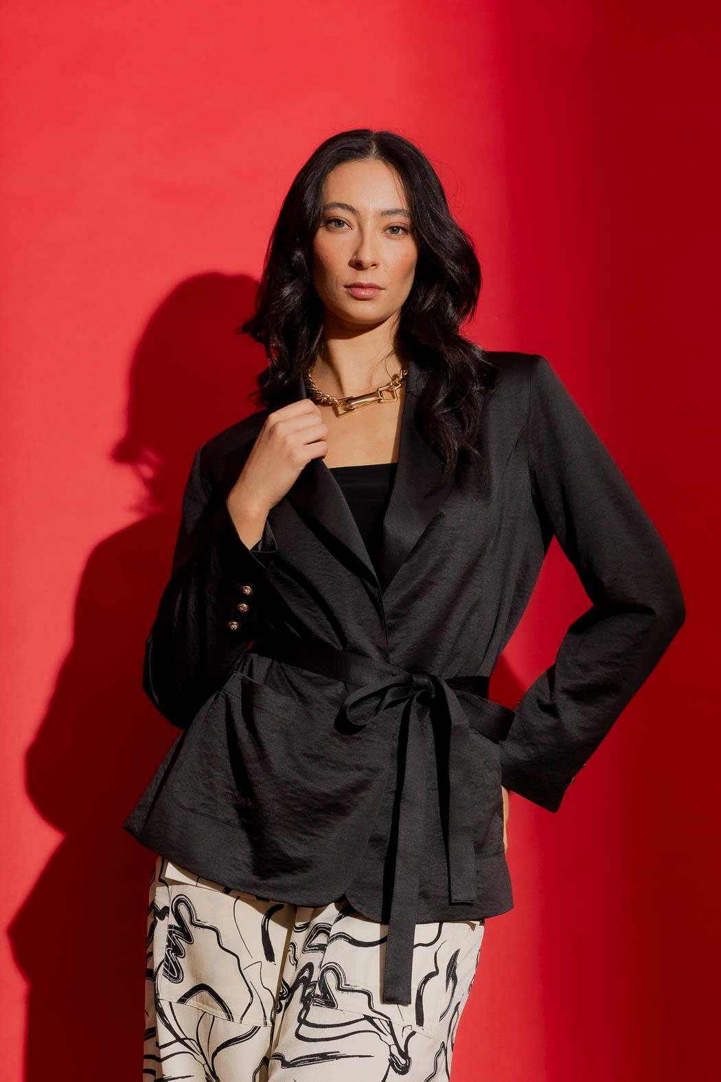 Black Paperbag Pant Women's blazers, suits sets