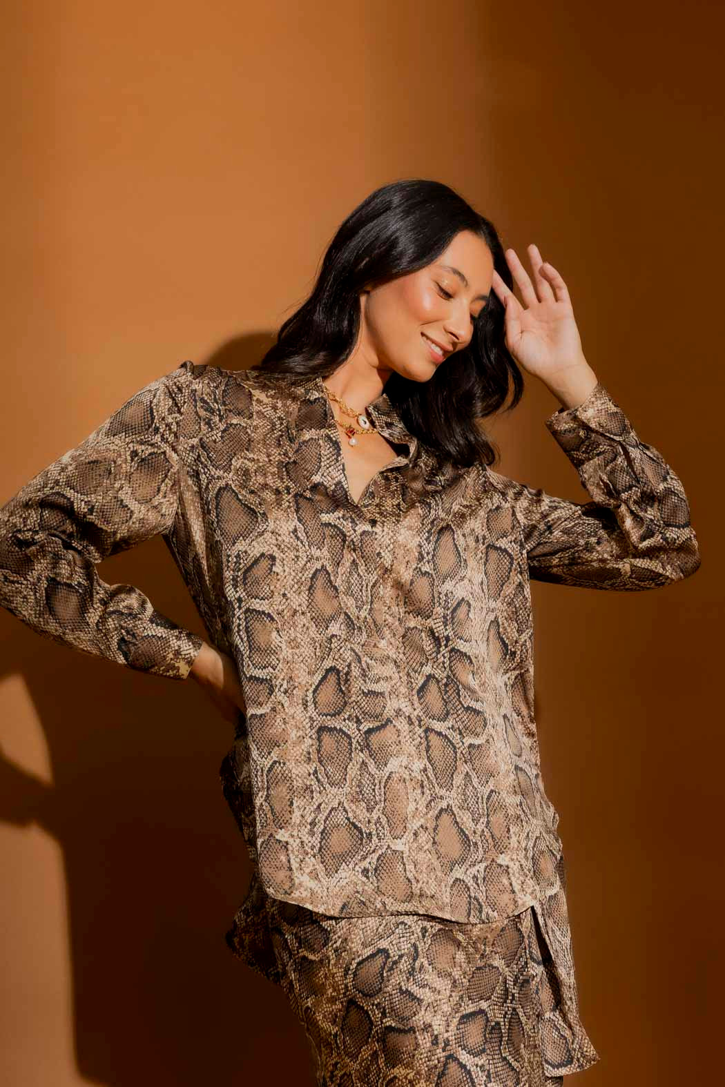 express snake print blouse