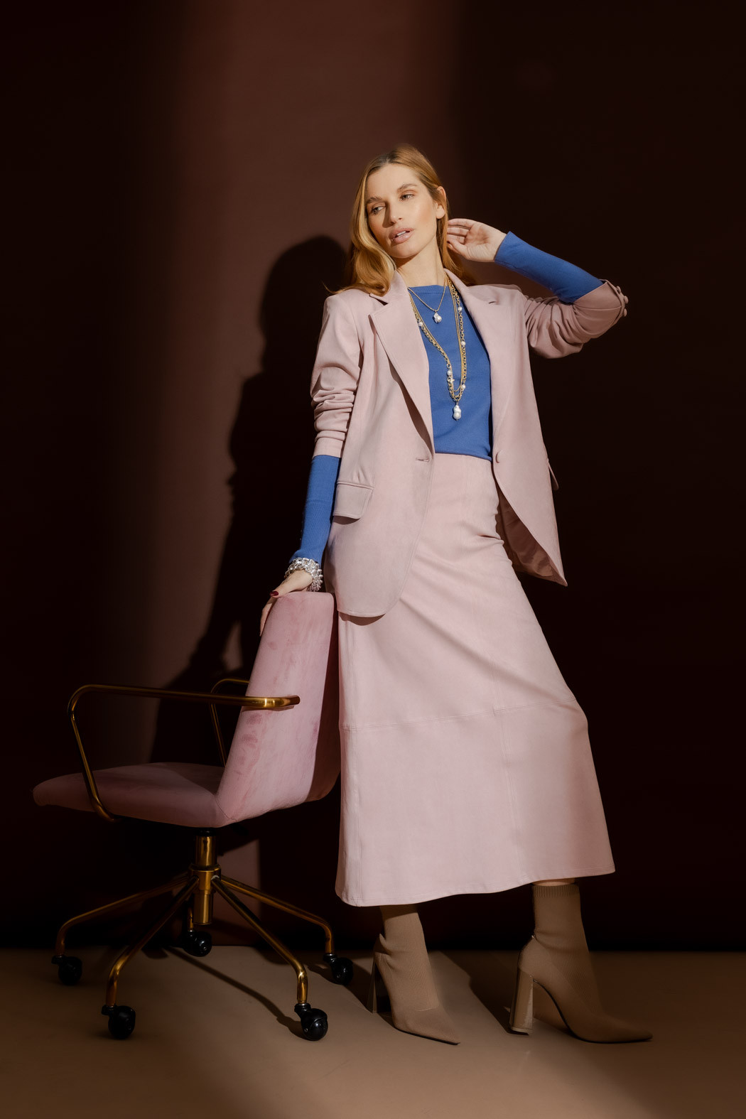 Pink Faux Vegan Suede Skirt Women's Skirts Australia