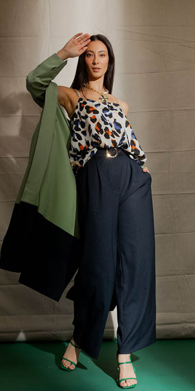 OI - Navy pant and Print Cami