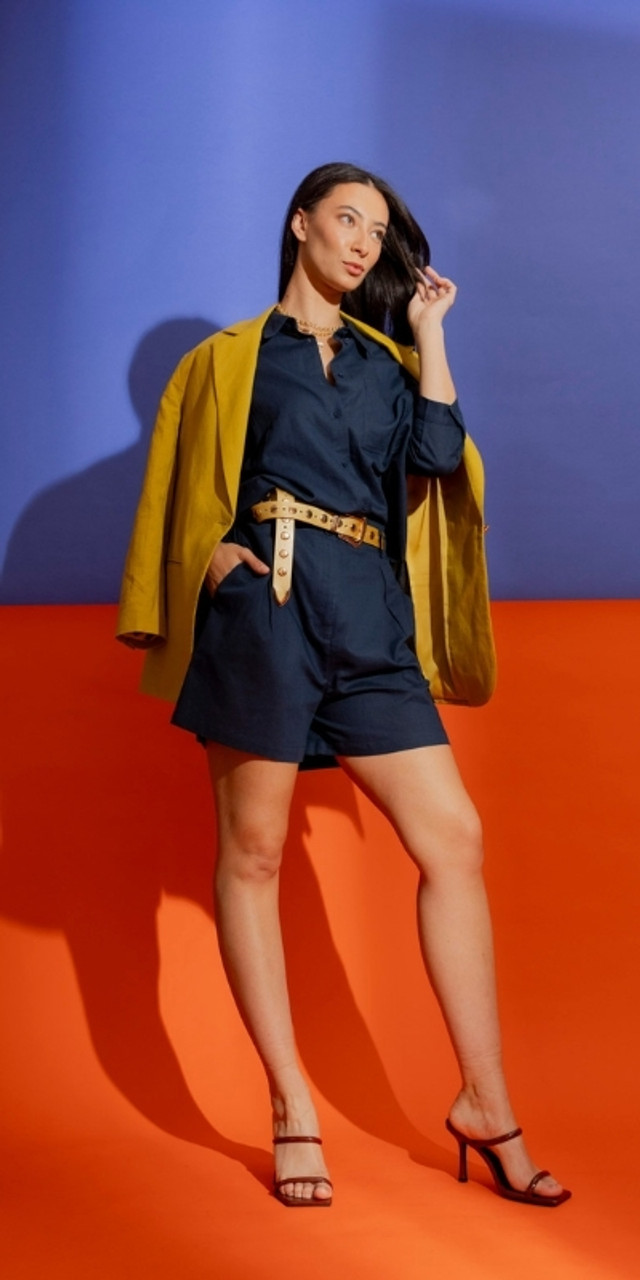 OI - Navy Linen Shorts and Linen Shirt