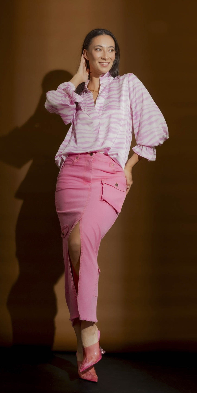 OI - JAN - Pink Animal Blogger with Cargo Skirt