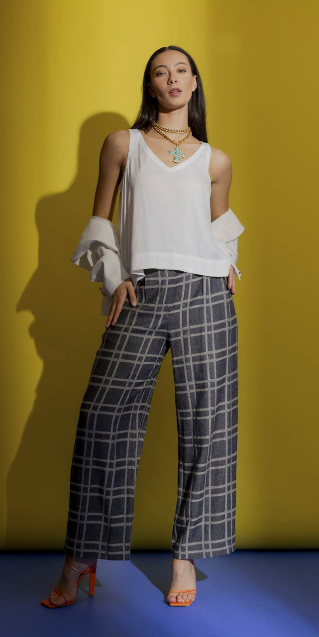 OI - DEC - Ivory Cami and Check Linen Pants