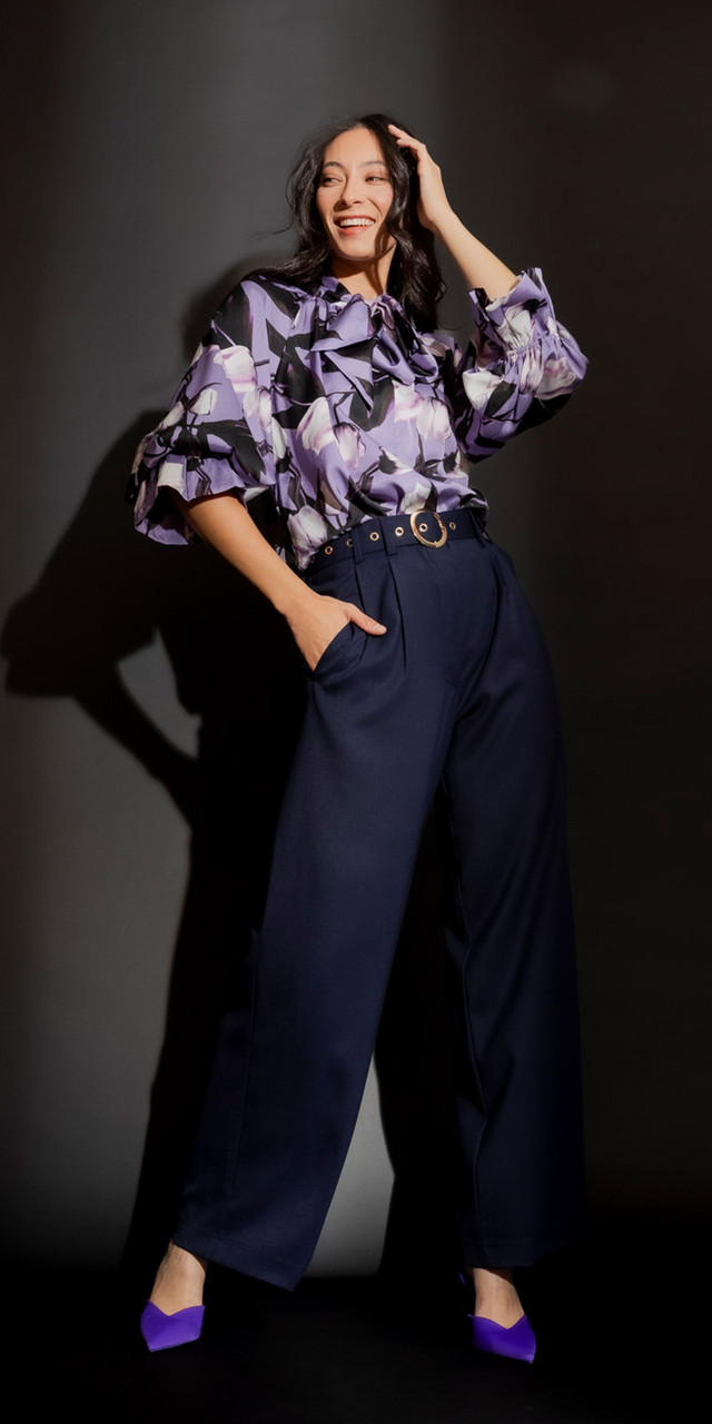 OI - MAR - Navy Pant with Lilac Victoria Blouse