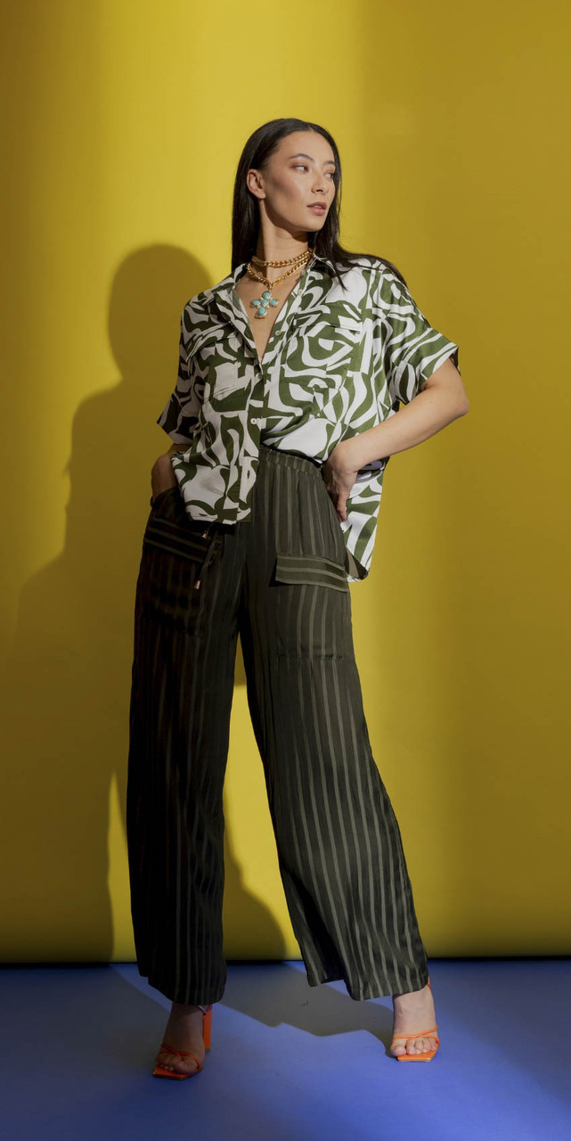OI - DEC - Khaki Blake Shirt and Stripe Culottes